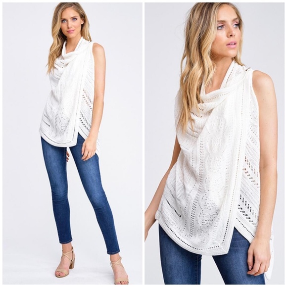 Anthropologie Jackets & Blazers - B SKIES ARE BLUE Plus Size Crochet Overlap Vest